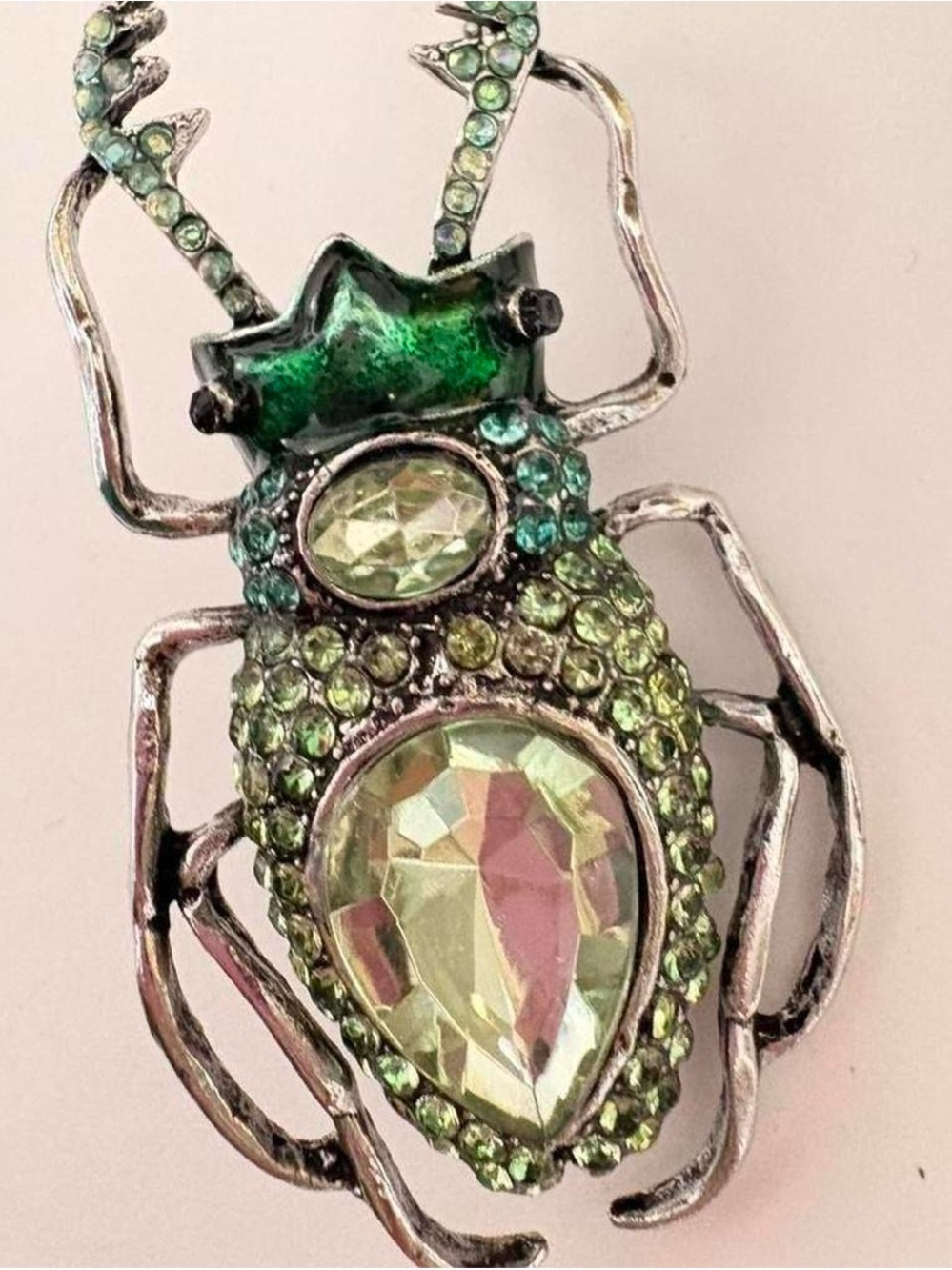 Green rhinestone Crystal Beetle Scarab Brooch - Women Jewelry
